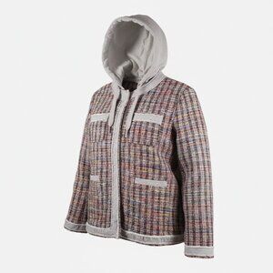 Orly Women's Fall Hooded Coat XLarge | Manteau d'automne Femme XL Gris Multicolo